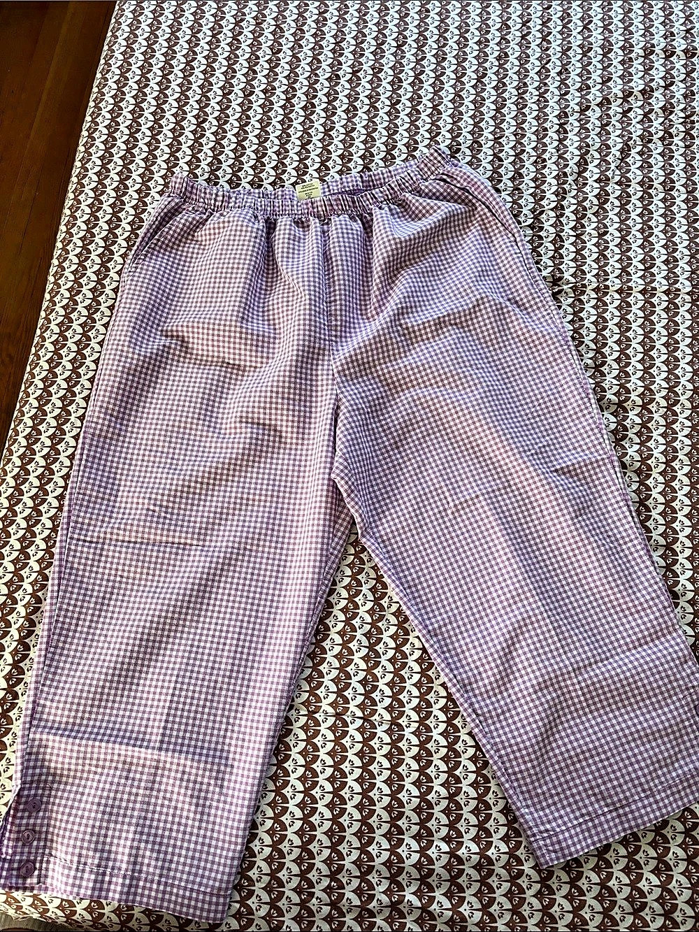 Blair Gingham cropped legged pants in lilac L